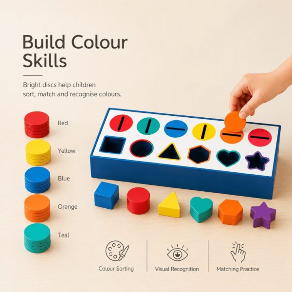 HOMERO Montessori Color Shape Classification Wooden Build Box Toy 10 Hole Set