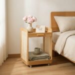 Homero 2 Layer Adjustable Bamboo Side Cabinet with 360 Degree Wheels