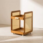 Homero 2 Layer Adjustable Bamboo Side Cabinet with 360 Degree Wheels