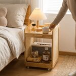 Homero 2 Layer Adjustable Bamboo Side Cabinet with 360 Degree Wheels