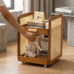 Homero 2 Layer Adjustable Bamboo Side Cabinet with 360 Degree Wheels