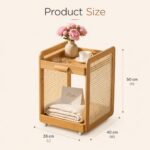Homero 2 Layer Adjustable Bamboo Side Cabinet with 360 Degree Wheels