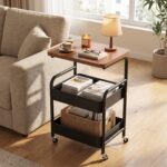 Homero 3-Tier Iron Durable Wood Slim Storage Rack
