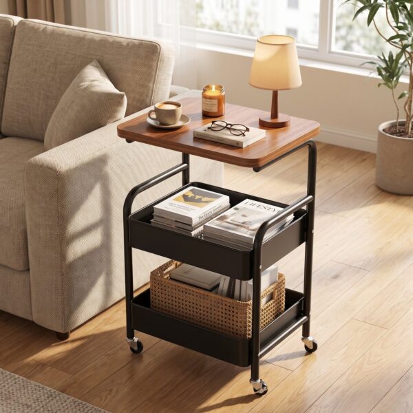 Homero 3-Tier Iron Durable Wood Slim Storage Rack