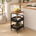 Homero 3-Tier Iron Durable Wood Slim Storage Rack