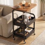 Homero 3-Tier Iron Durable Wood Slim Storage Rack