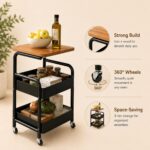 Homero 3-Tier Iron Durable Wood Slim Storage Rack