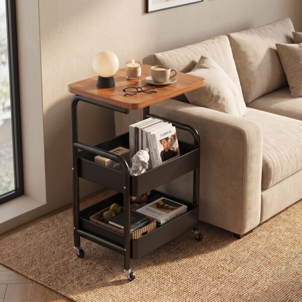 Homero 3-Tier Iron Durable Wood Slim Storage Rack