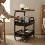 Homero 3-Tier Iron Durable Wood Slim Storage Rack