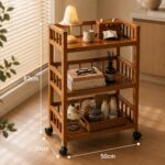 Homero 3-Tier Modern Wooden Media Storage Rack with Wheels
