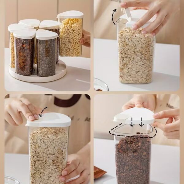 Homero 360° Rotating Base Five Grains Storage Container