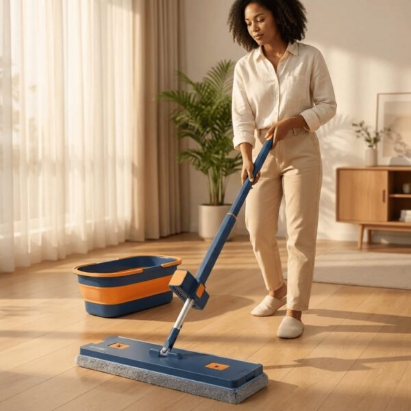 Homero 360° Self Cleaning Microfiber Floor Mop with Folding Bucket Set