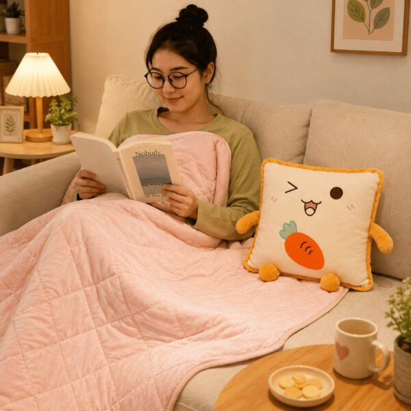 Homero 3D Cute Toast Pillow Blanket 2 in 1  Foldable Plush Quilt