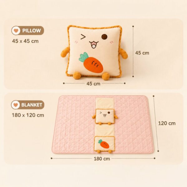 Homero 3D Cute Toast Pillow Blanket 2 in 1  Foldable Plush Quilt