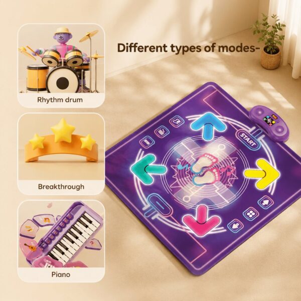Homero 6 Game Modes Musical Dance Mat with Bluetooth - 90x90cm