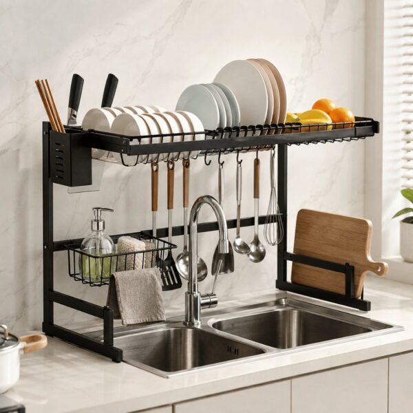 HOMERO Adjustable Multipurpose Over Sink Dish Drying Rack 85cm