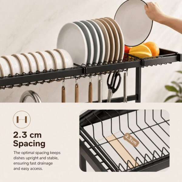 HOMERO Adjustable Multipurpose Over Sink Dish Drying Rack 85cm