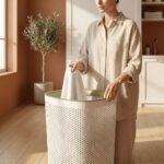 Air Flow Modern Household Trash Can (18L, CREAM)