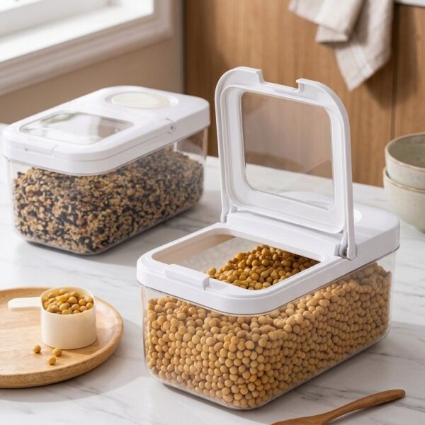 Homero Airtight Grain Transparent Window Double Seal Storage Container - 3.2L