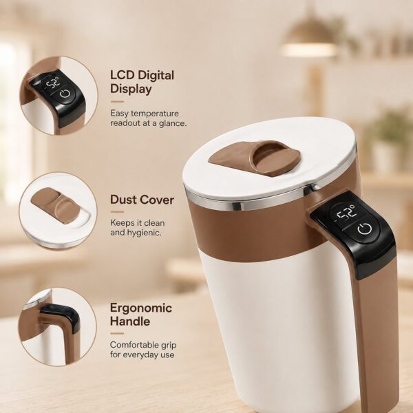 Homero Automatic Stirring Coffee Rechargeable Mug with Digital Display - 400ml