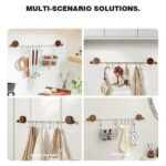 Walnut Stainless Steel No-Drill Kitchen Organizer with Hooks