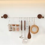 Walnut Stainless Steel No-Drill Kitchen Organizer with Hooks