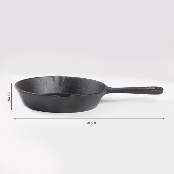 HOMERO Cast Iron Frying Pan with Natural Non-Stick Finish 25cm