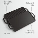 HOMERO Cast Iron Reversible Griddle Smooth Grill Surface