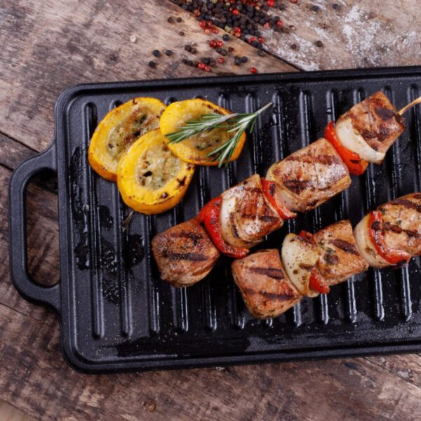 HOMERO Cast Iron Reversible Griddle Smooth Grill Surface