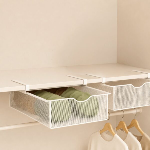 HOMERO Closet Pull Out Basket Smooth Sliding Drawer Organizer