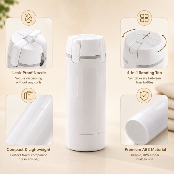 HOMERO Compact 4-in-1 Travel Refill Bottle Set - 40ml Capacity