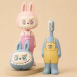 Homero Cute Labubu Ultra Soft Bristles Toothbrush 2 Piece (Pink and Blue)