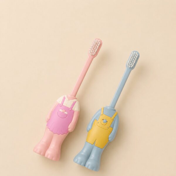 Homero Cute Labubu Ultra Soft Bristles Toothbrush 2 Piece (Pink and Blue)