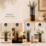 Homero Cylinder Vases with Wooden Base for Home Decor