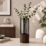 Homero Cylinder Vases with Wooden Base for Home Decor
