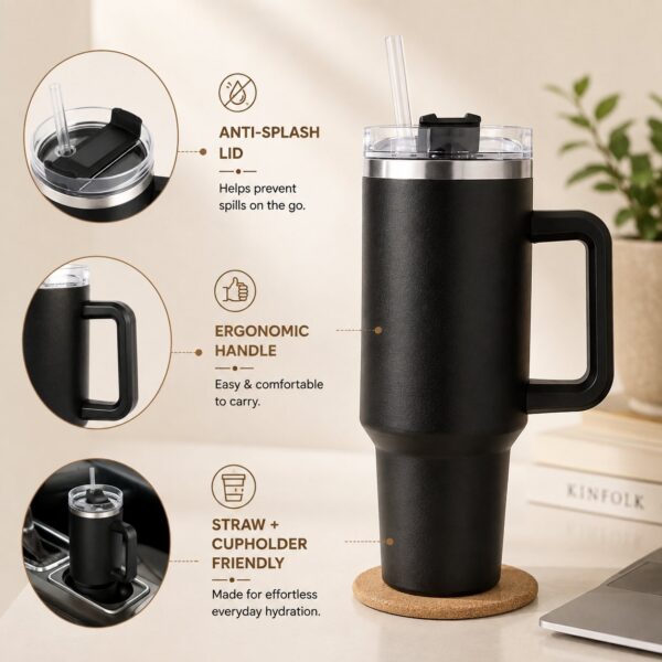 Double Wall Vacuum Insulation Stainless Steel Anti-Splash Tumbler