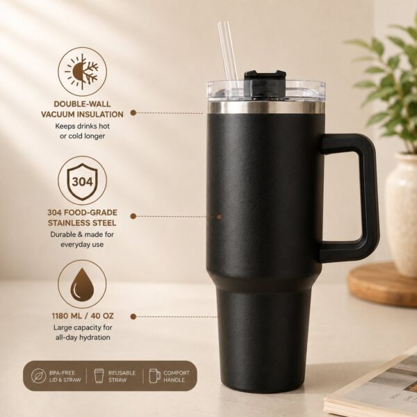 Double Wall Vacuum Insulation Stainless Steel Anti-Splash Tumbler