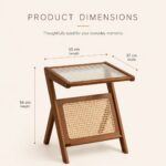 Elegant Z-Shape Boho Wooden Side Table with Toughened Glass Top