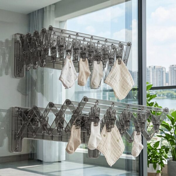 Homero Foldable Sock Drying Rack with Suction Cup Space Saving Design