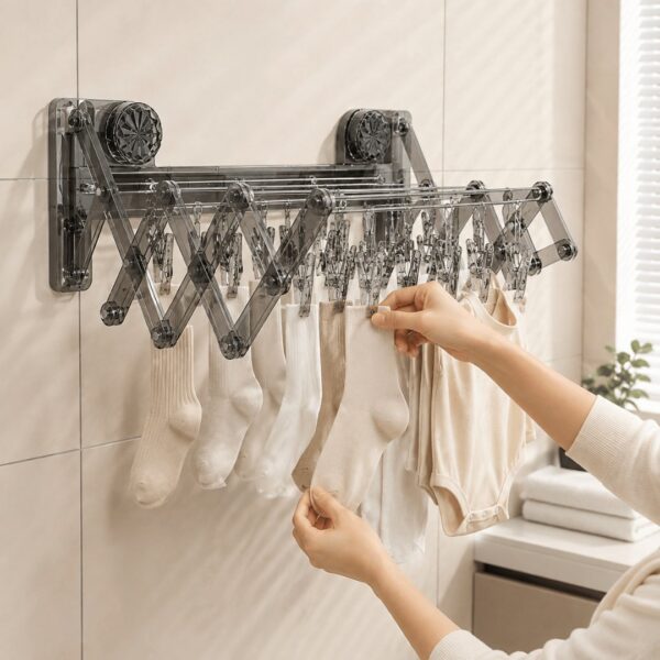 Homero Foldable Sock Drying Rack with Suction Cup Space Saving Design