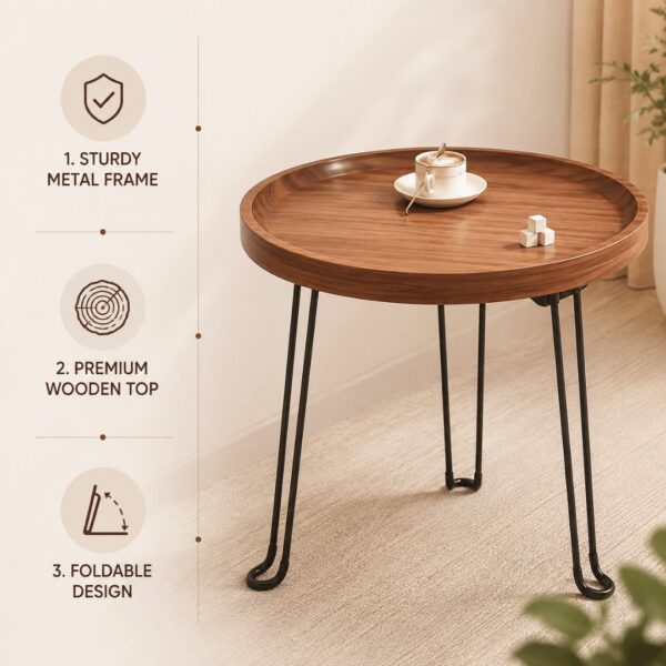 Heavy-Duty Multipurpose Foldable Metal Leg Wooden Table
