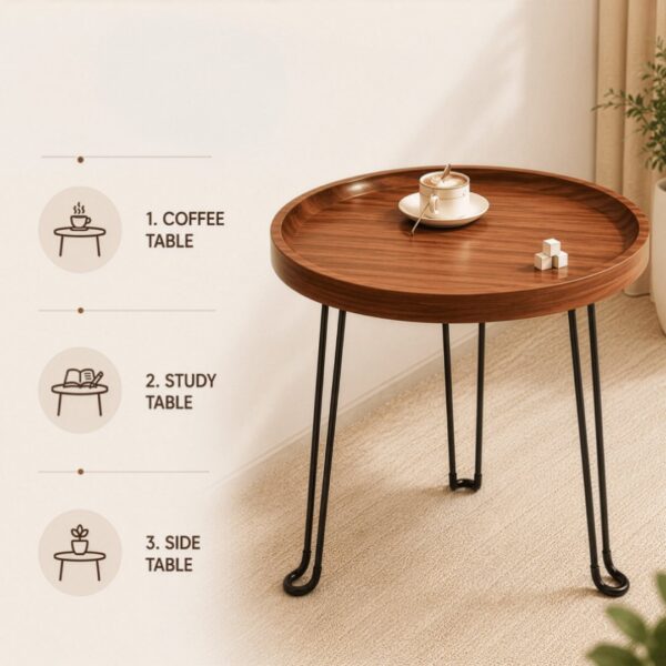 Heavy-Duty Multipurpose Foldable Metal Leg Wooden Table