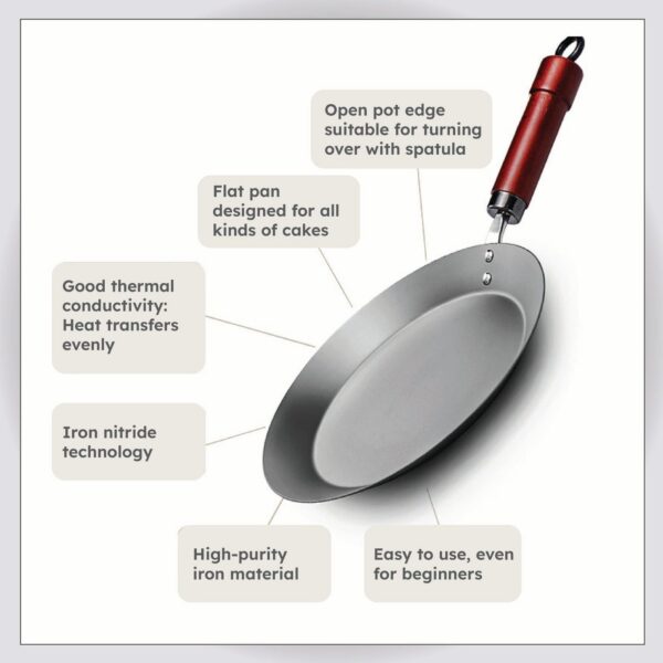 Homero High Purity Iron Multi-Purpose Pan Flat Open Design 26CM Diameter