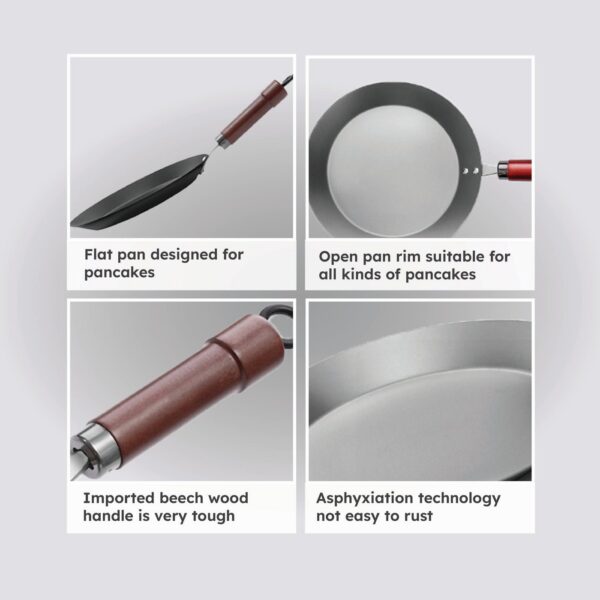 Homero High Purity Iron Multi-Purpose Pan Flat Open Design 26CM Diameter