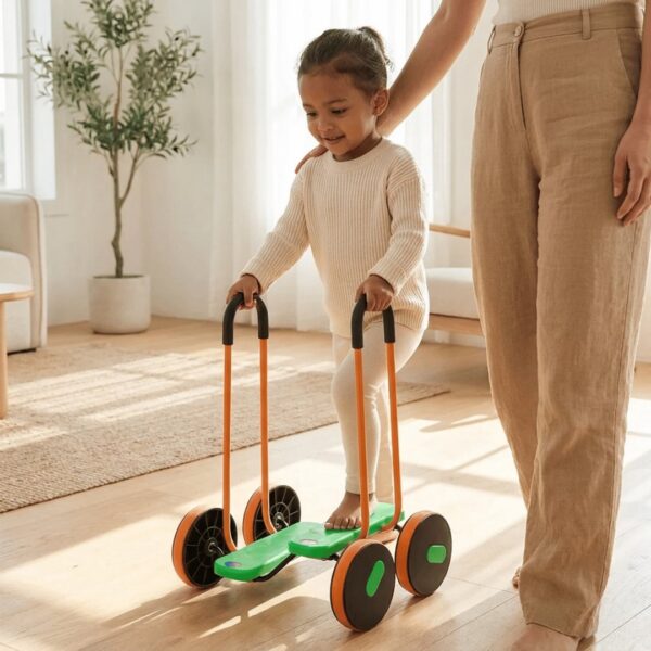 Homero Kids Sensory Balance Scooter with Handrail Outdoor Training Toy (Red Color)