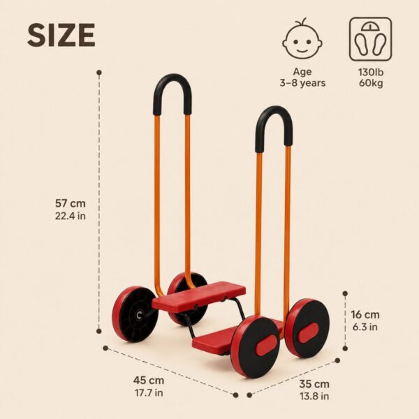 Homero Kids Sensory Balance Scooter with Handrail Outdoor Training Toy (Red Color)