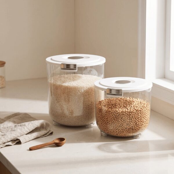 Homero Large Capacity Transparent Rice Container with One-Click Lid