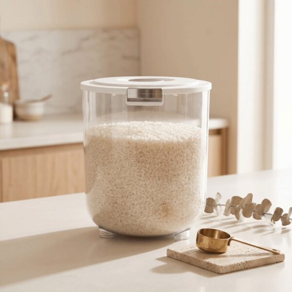 Homero Large Capacity Transparent Rice Container with One-Click Lid