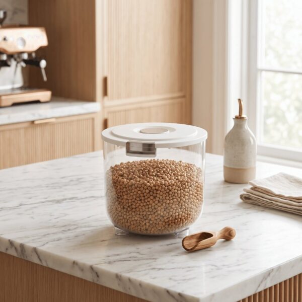 Homero Large Capacity Transparent Rice Container with One-Click Lid
