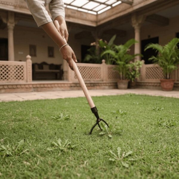 HOMERO Long Handle Steel Weeding Tool with Efficient 4-Claw Design